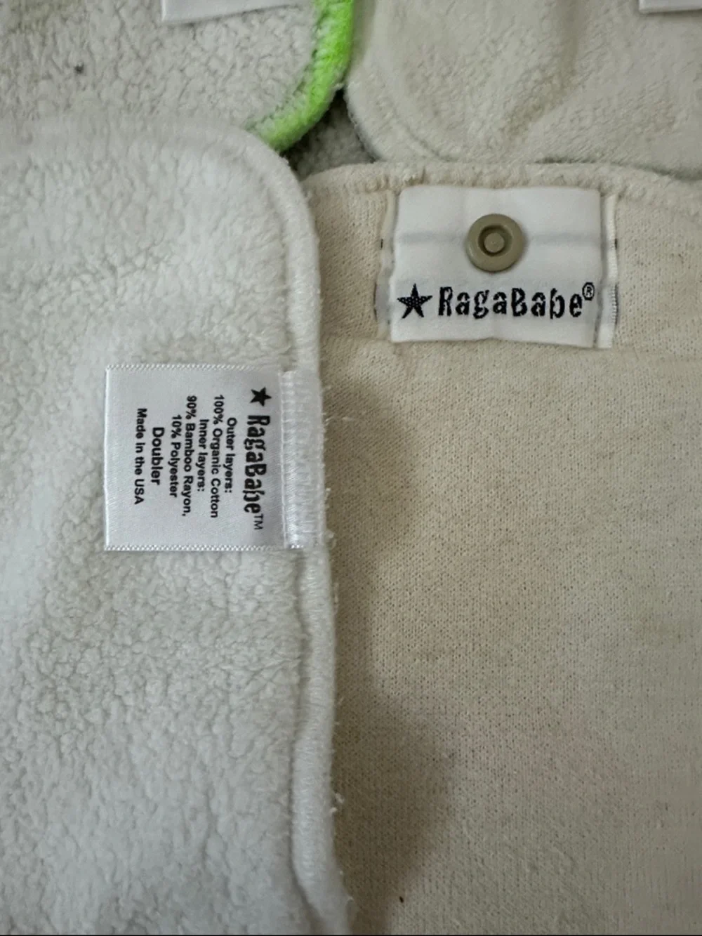 8 Ragababe + 2 no brand cloth reusable diaper inserts size small / doubler
